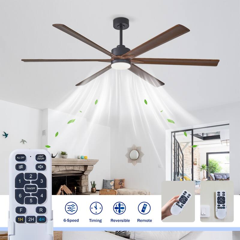 70" Ceiling Fan with Lights Quiet DC Motor Ceiling Fans 6 Speed Levels,6 PCS Plywood Blades, Reversible Ceiling Fan
