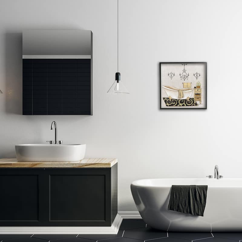 Stupell Vintage Luxurious Bathroom Tub Framed Giclee Art Design By Janet Tava