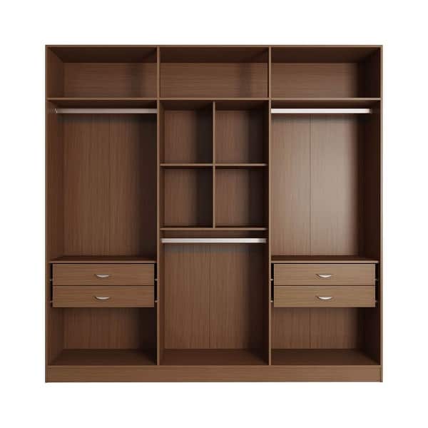 Shop 6 Door Natural Wood Bedroom Wardrobe On Sale Overstock 8771981