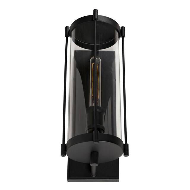 Hudson 1-Light Black Outdoor Wall Mount Lantern with Clear Glass