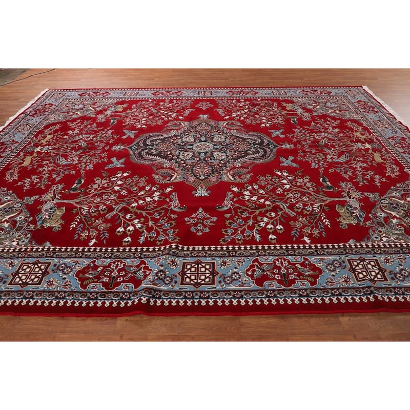 Animal Design Floral Kashan Turkish Area Rug Machine Made Carpet - 9'9" x 12'8"