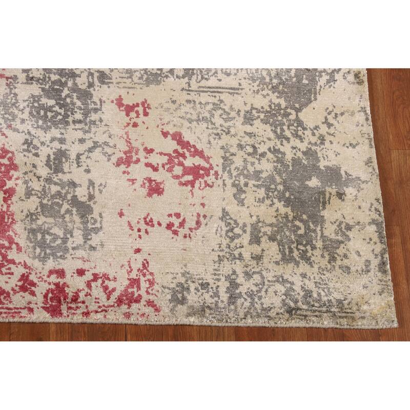 All-Over Abstract Oriental Area Rug Hand-Knotted Wool Carpet - 6'5" X 9'4"