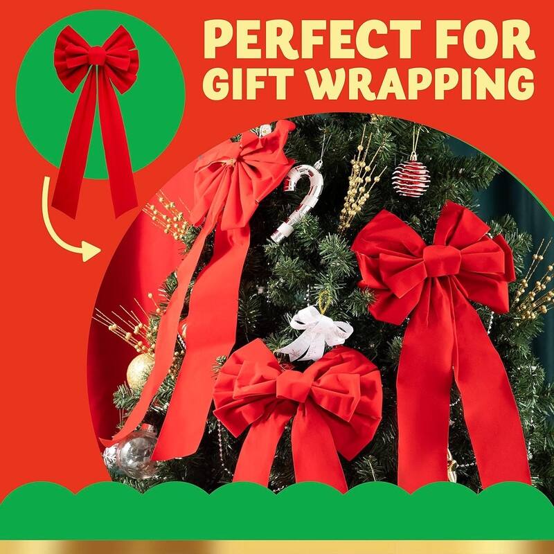 Joyfy 8 Packs Christmas Red Velvet Bows