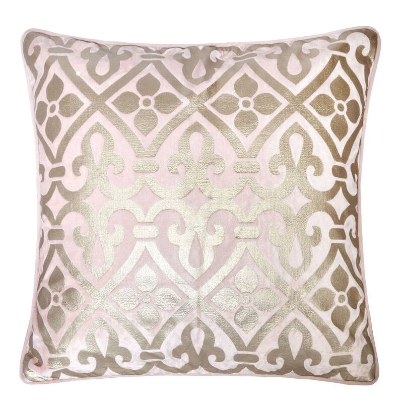 Homey Cozy Foil Print Vintage Throw Pillow Cover & Insert - Pink