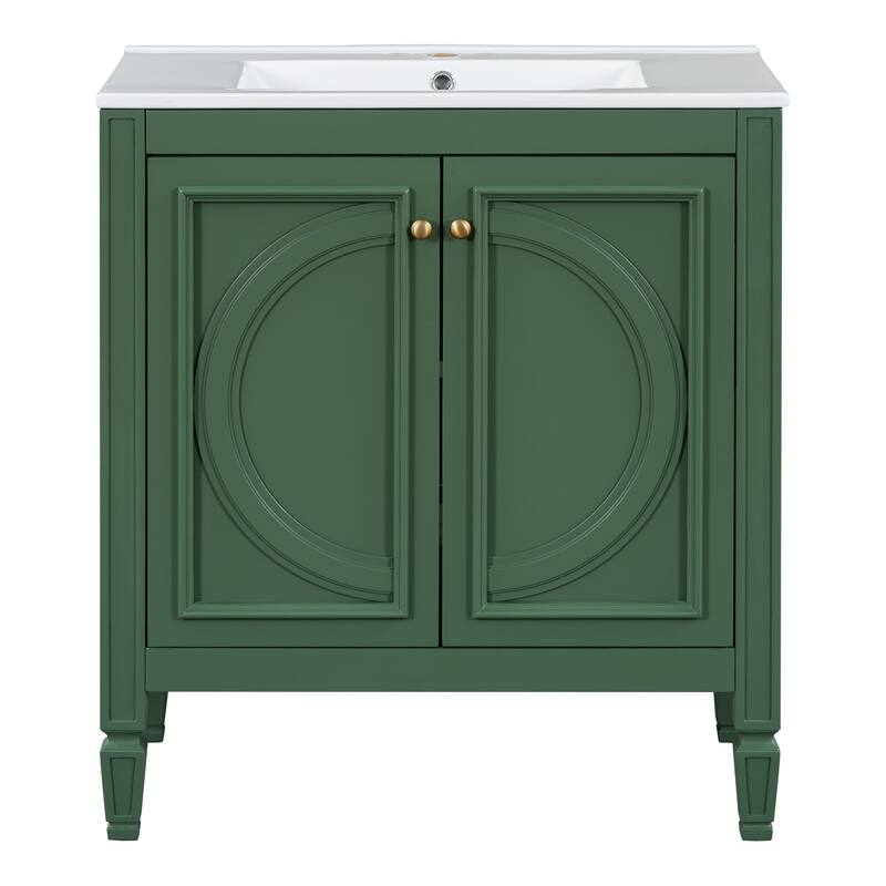 Roomfitters 60" Double Bathroom Vanity Set with Dual Ceramic Sinks, Vintage Tapered Legs and Customizable Storage