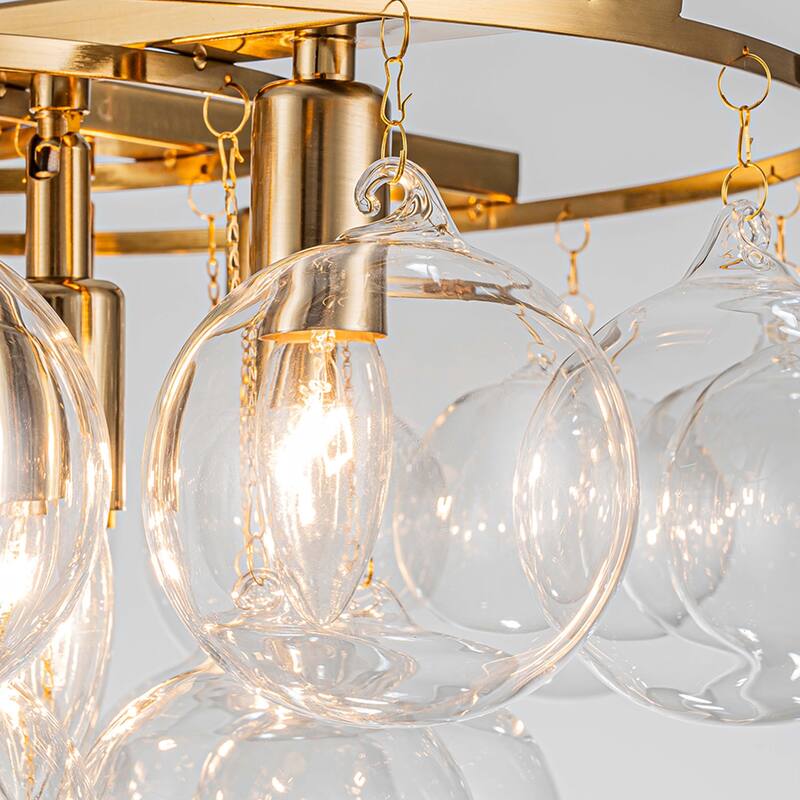 Starsky 8 - Light 23in. Modern Glam Cluster Glass Bubble Chandelier with 28 Clear Glass Globe Bubble
