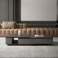 Modern Rectangular Extendable Coffee Table with Drawer Storage - Bed ...