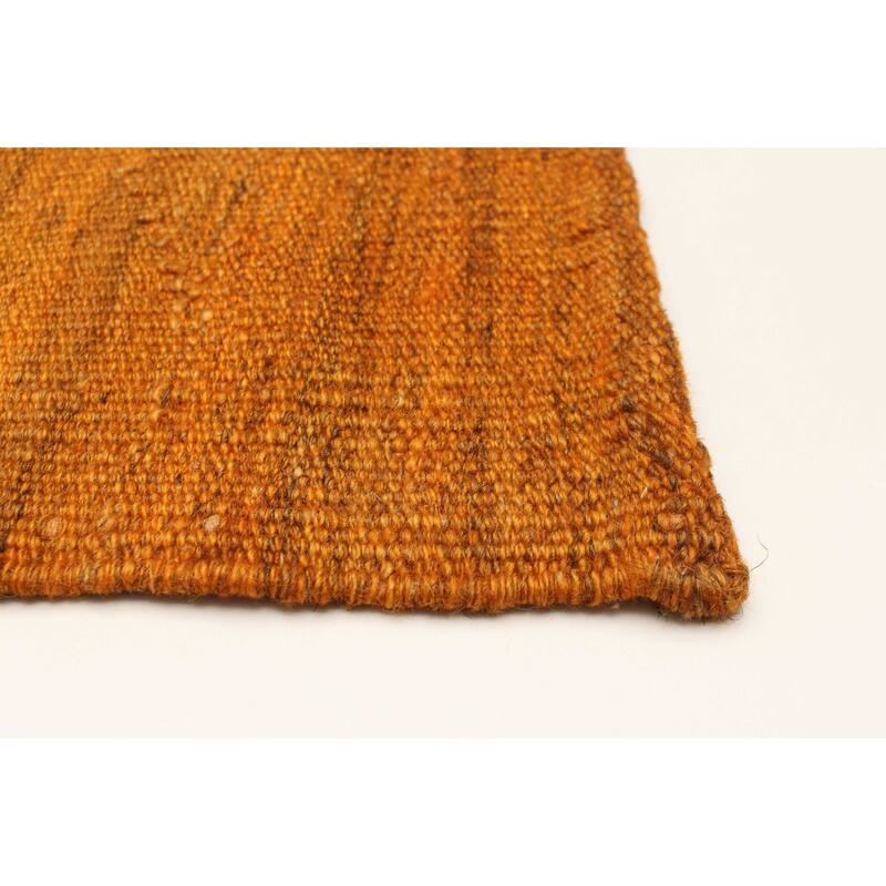 ECARPETGALLERY Flat-Weave Color Transition Burnt Orange Wool Kilim - 4'9 x 6'2