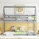 preview thumbnail 41 of 48, Twin over Twin Rubber Wood Floor Bunk Bed, with ladder,Guardrails,House-Shaped-Bunk Bed Grey