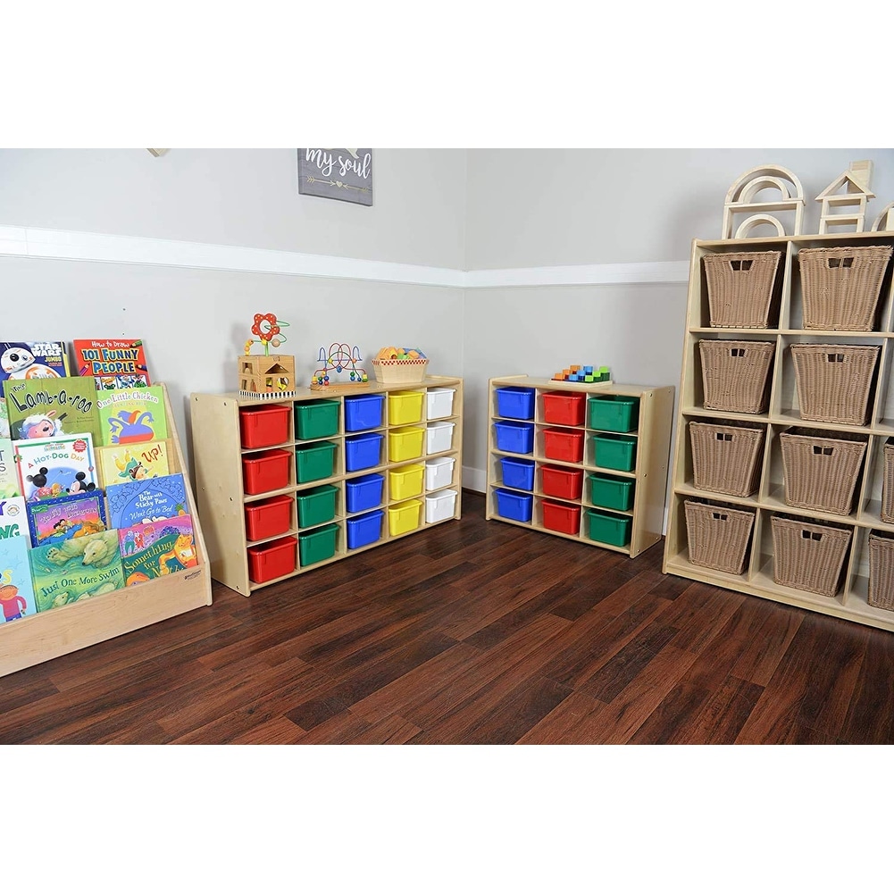 Contender 12 Compartment Toy Storage Cabinet With Assorted Bins, Wooden  Montessori Shelves Organization