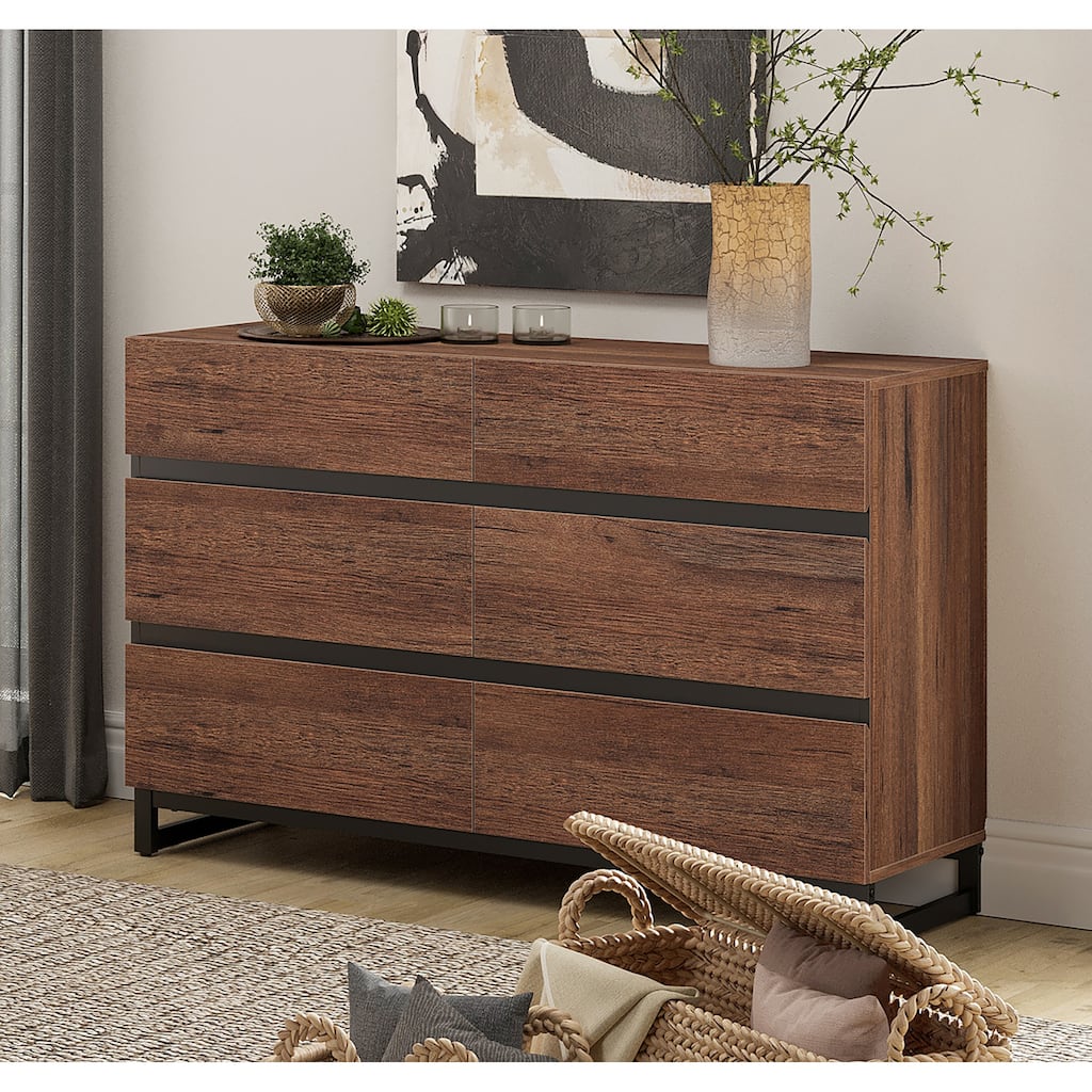 WAMPAT Dresser for Bedroom, Closet Organizers and Storage with Drawers, Chest of Drawers with Metal Base, Modern Wooden Dresser