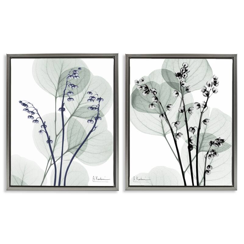 Stupell Future Dusk Opaque Herbs Framed Floater Canvas Wall Art Design By Albert Koetsier (Set of 2) - 17 x 21 - Grey