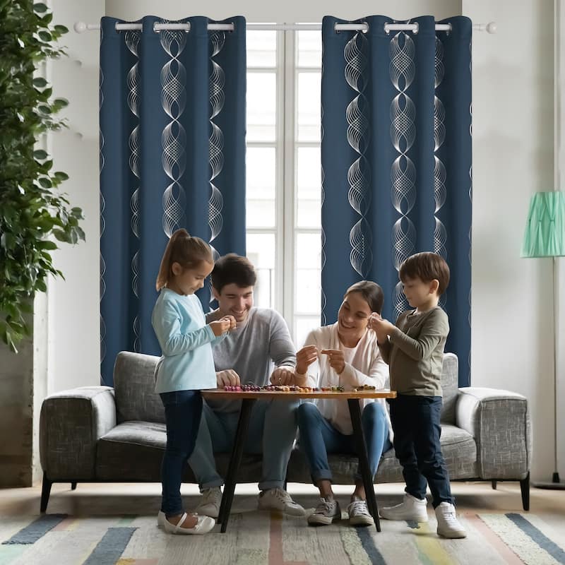 Deconovo Blackout Silver Wave Curtains(2 Panel)