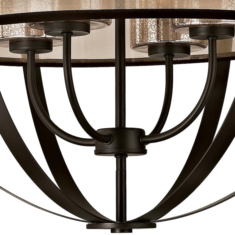 Elk Home Diffusion Oiled Bronze With Beige Organza 4 Light Chandelier
