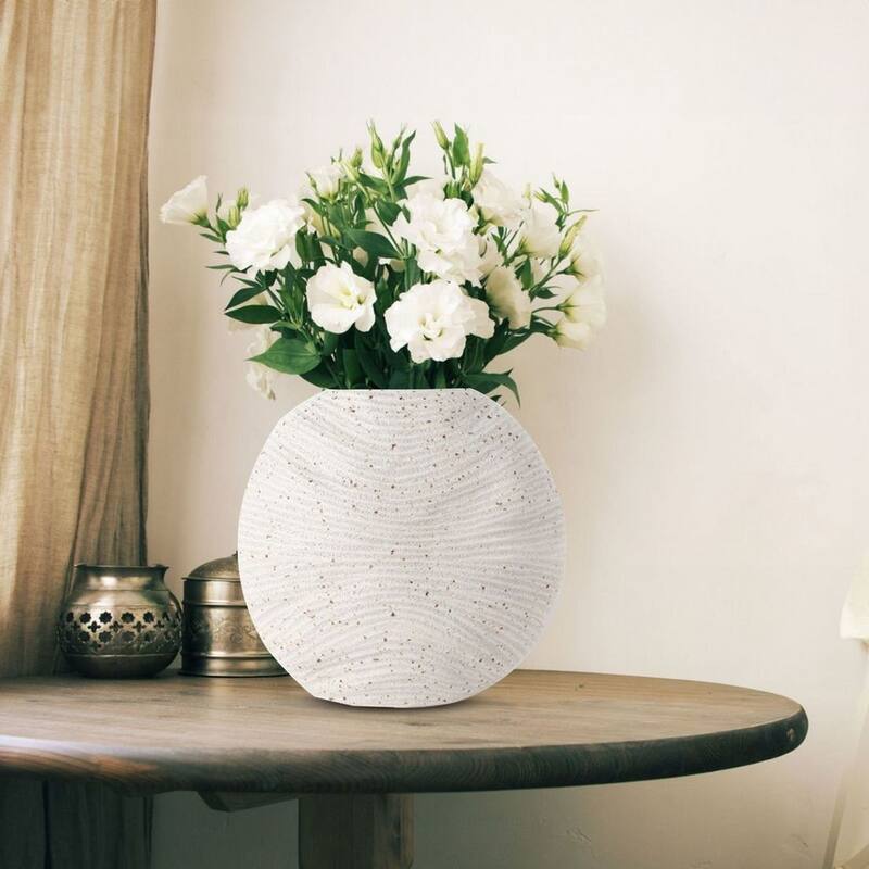 White Minimalist Textured Speckled Ceramic Vase