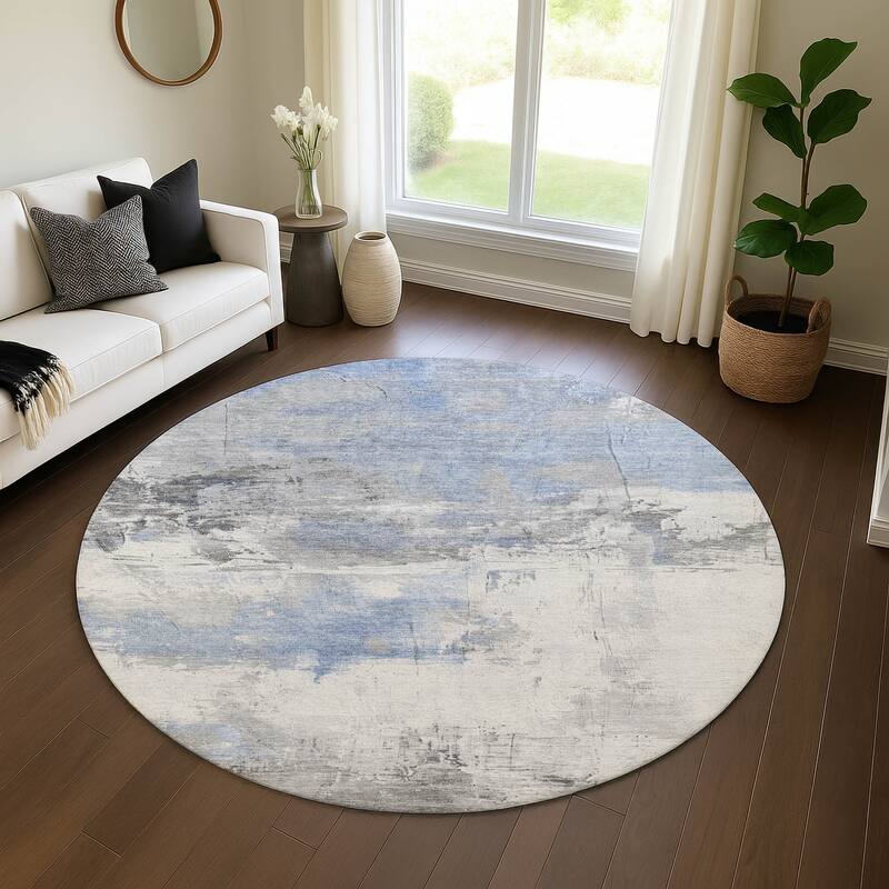Premium Washable Super Soft Abstract Chic Mayfield Rug - Denim - 8' x 8'