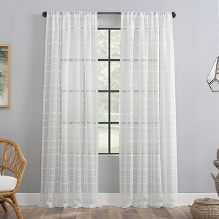 Clean Window Windowpane Plaid Anti-Dust Sheer Curtain Panel, Single Panel