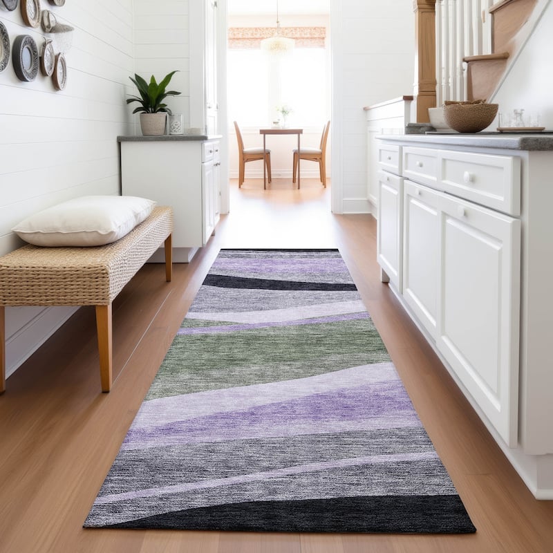 Premium Washable Super Soft Casual Contemporary Mayfield Rug - Aloe - 2'3" x 7'6"