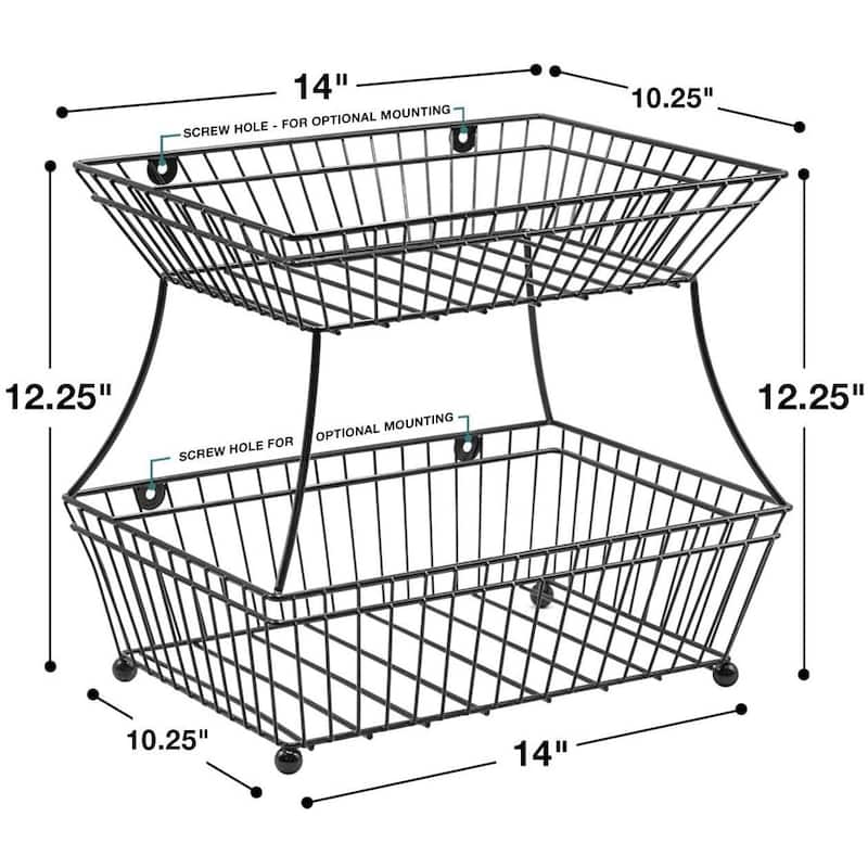 Sorbus Metal Basket, 2 Tier Countertop Rack, for Bathroom, Countertop, Household Items, Kitchen Storage Organizer