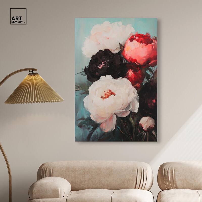 Three Shades of Peony II Canvas by Art Remedy, Gallery Wrapped