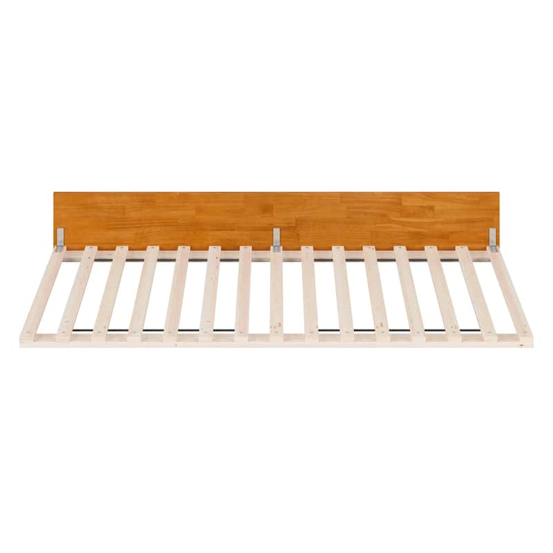 Twin XL Trundle Bed - Modern Minimalist Design - Space Saving Sleeper - Light Toffee Finish