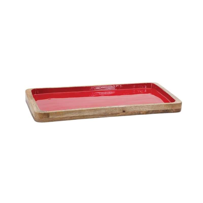 Red Wooden Tray (Set of 2)