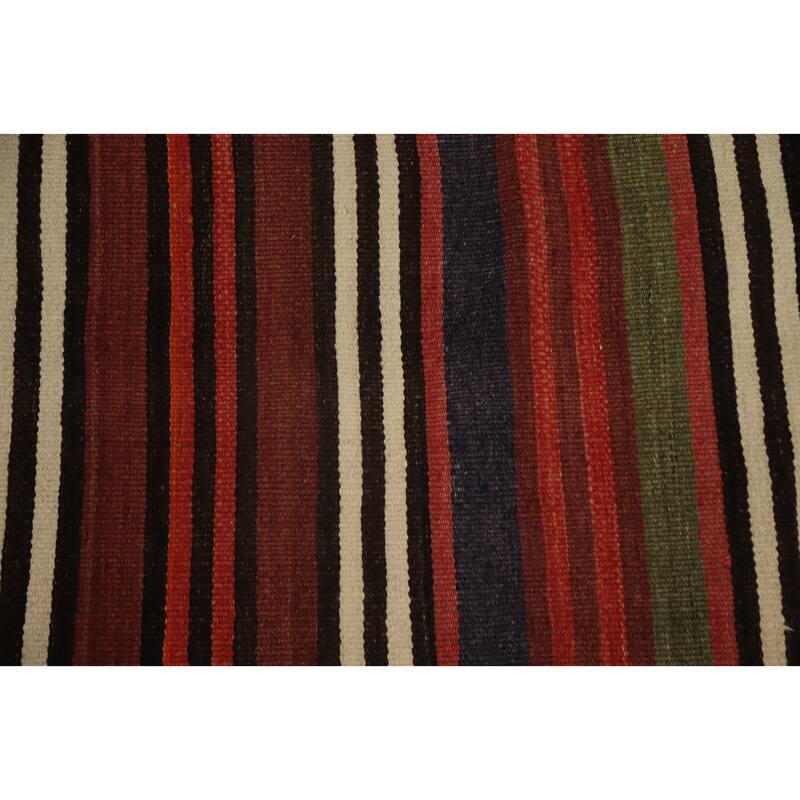 Hand Woven Oriental 100% Wool Carpet Southwestern Geometric Multi-Colored Kilim Area Rug - 9' 8'' X 5' 0''