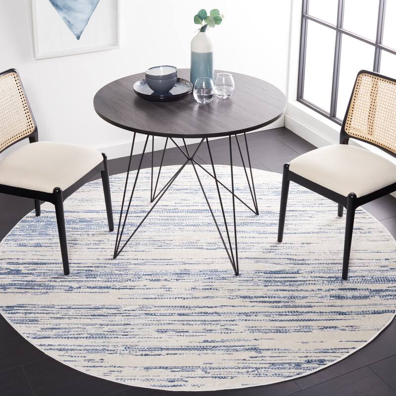 SAFAVIEH Alamo Merita Distressed Rug - 6'7" Round - Blue/Ivory