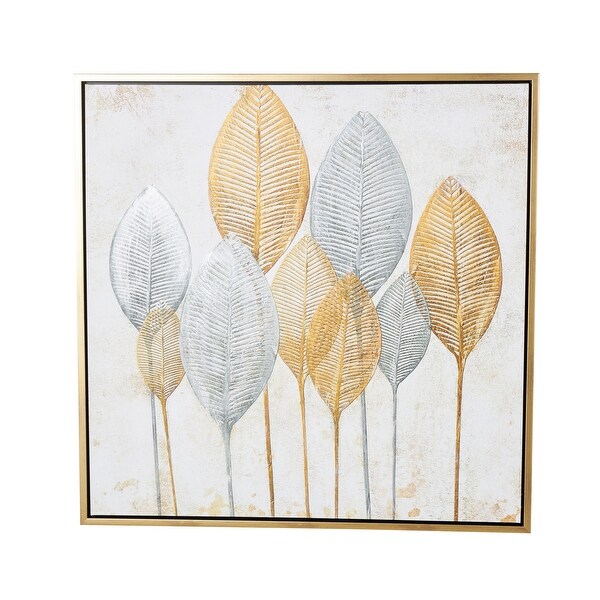 CosmoLiving by Cosmopolitan Canvas Leaf Framed Wall Art with