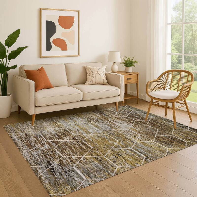 Premium Washable Super Soft Geo Abstract Mayfield Rug - Brown - 5' x 7'6"