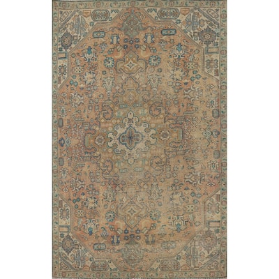 Distressed Traditional Tabriz Vintage Persian Rug Handmade Wool Carpet - 4'10" x 8'0"