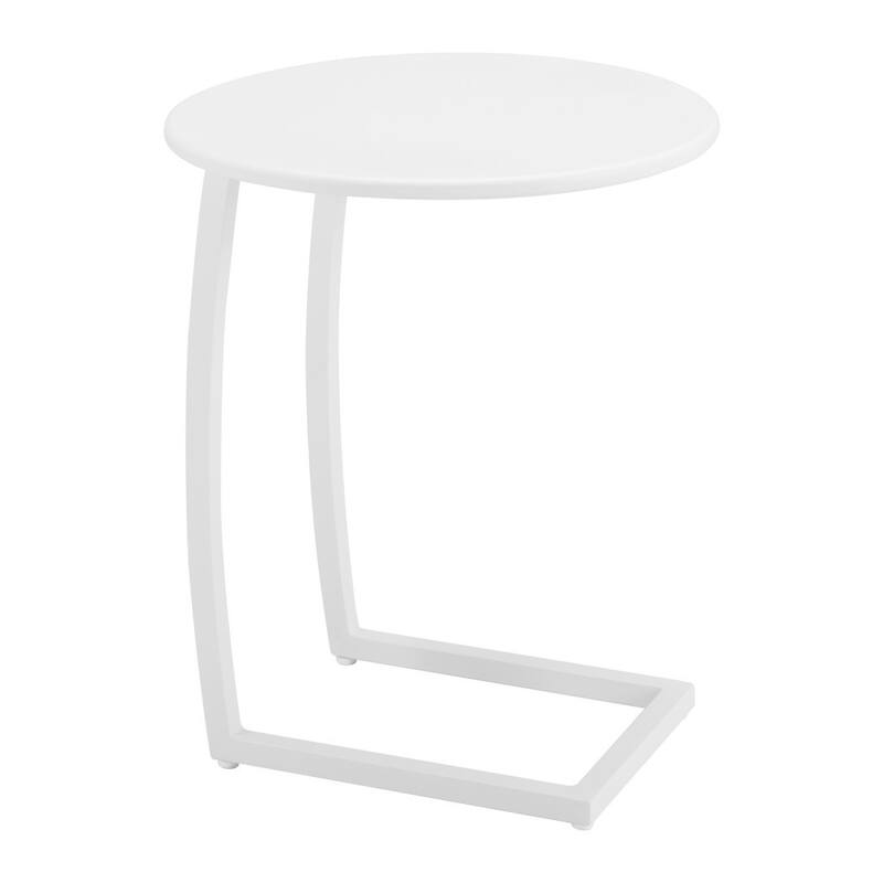 20" White Aluminum Round Outdoor Side Table