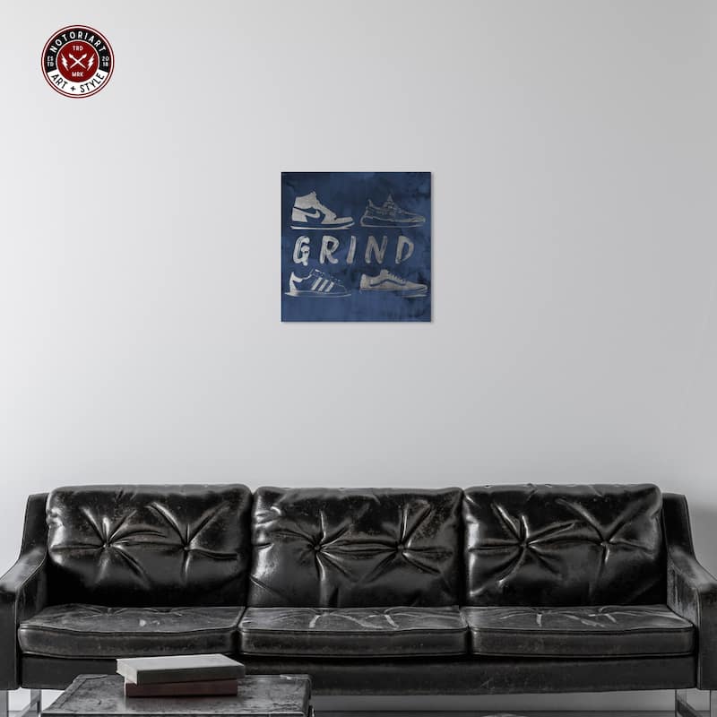 Notoriart Grind Sneakers Navy Gallery Wrapped Sneaker 1 Piece Canvas Wall Art