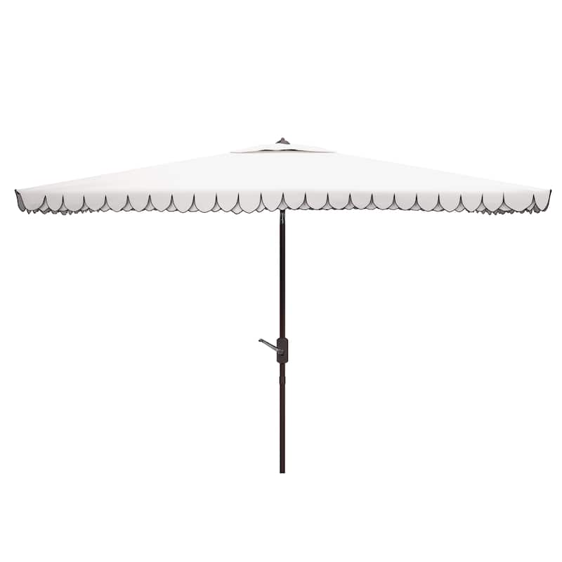 SAFAVIEH Zariah Rectangular 6'x10' Outdoor Umbrella with Valance - White/Black