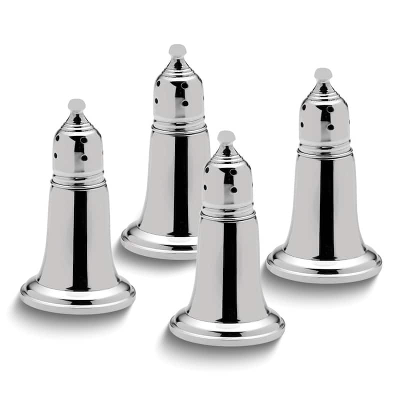 Curata Sterling Silver Set of 4 Plain Border Glass Lined Salt and