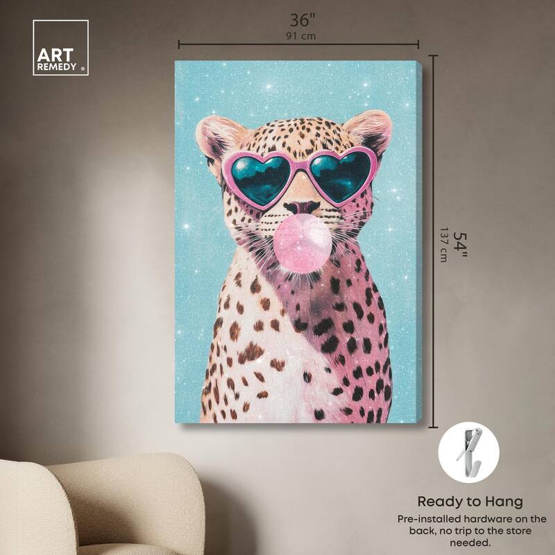 Pastel Cheetah Bubblegum Canvas by Art Remedy, Gallery Wrapped