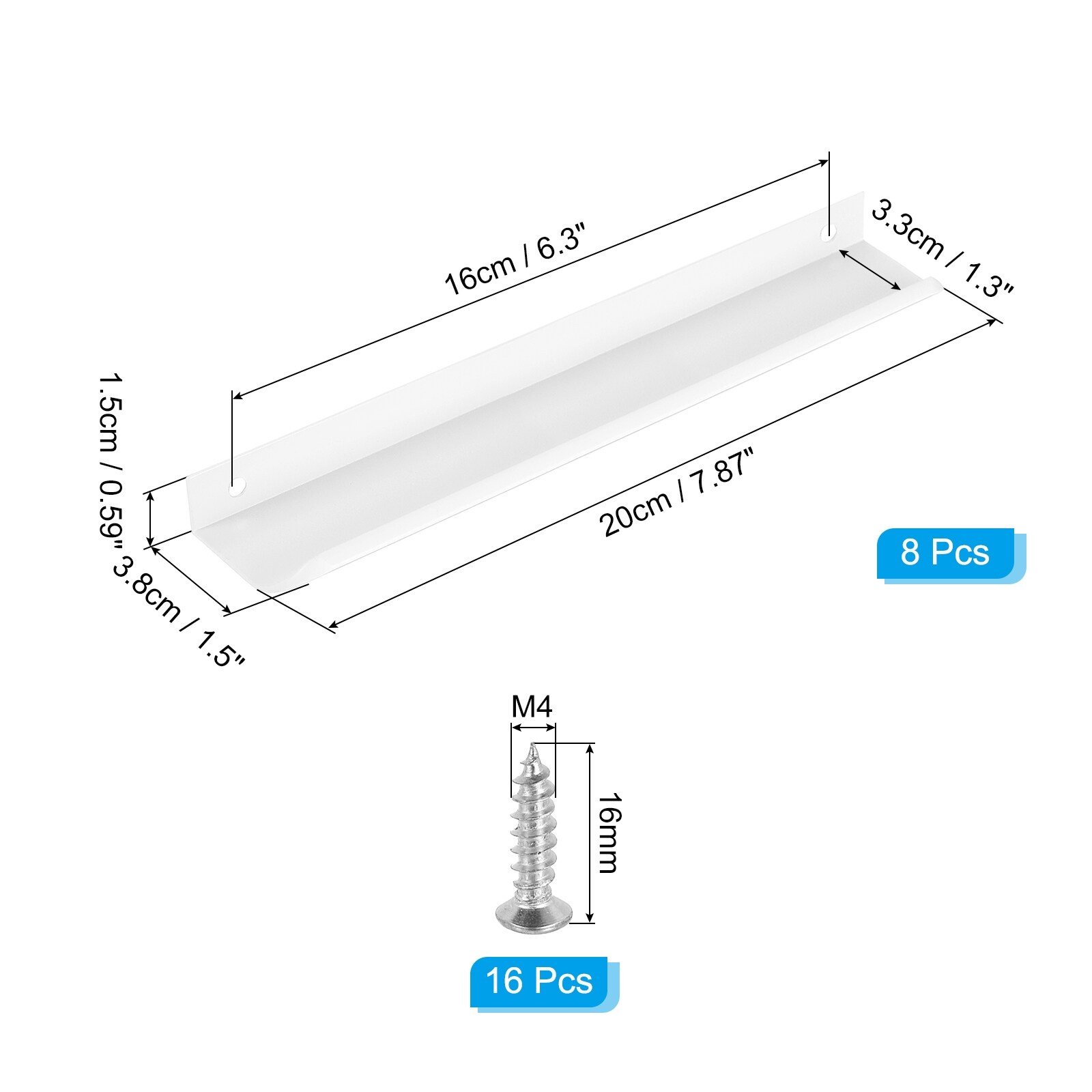Mount Finger Edge Pull, Aluminum Alloy Concealed Handle Cabinet Edge Pulls with Screws for Home Kitchen Furniture Door Drawer,