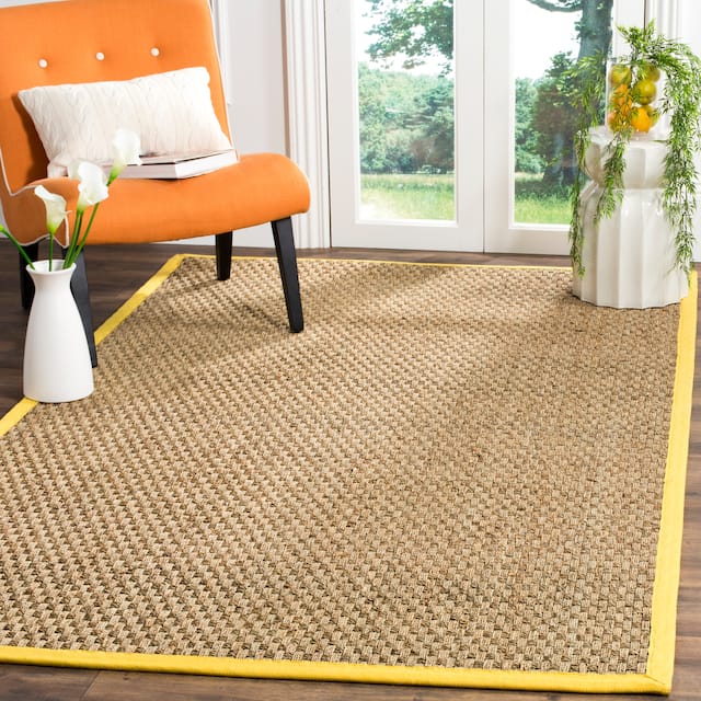 SAFAVIEH Natural Fiber Marina Basketweave Seagrass Rug - 5' x 8' - Natural/Gold