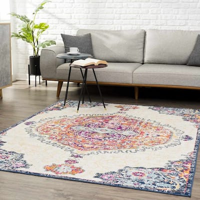 Tigris Pasha Oriental Medallion Bohemian Vintage Distressed Area Rug