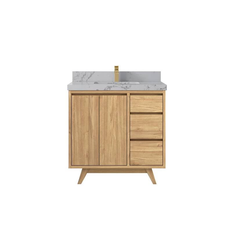 Willow Collections 36 in. W x 22 in. D Madison Teak Center Sink Bathroom Vanity with Countertop