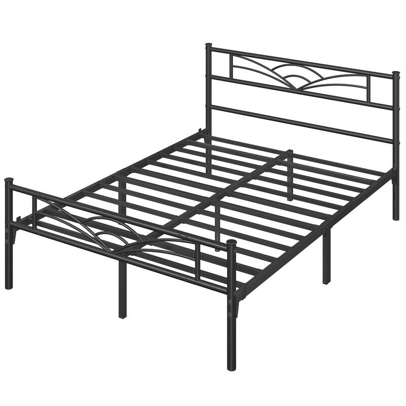 Yaheetech Metal Platform Bed Frame with Underbed Storage Bed Frame with Cloud-inspired Design Headboard