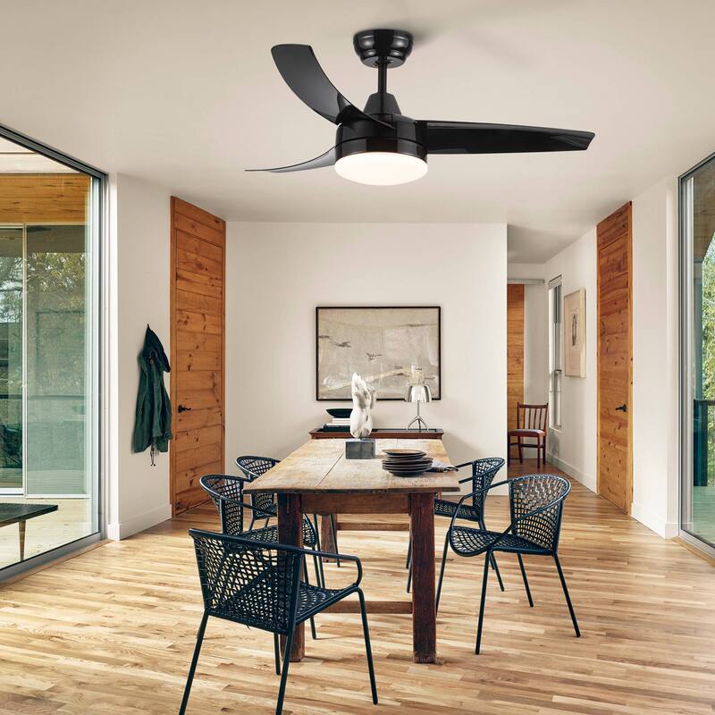 42-Inch 3-Blade Matte Black DC Motor Modern Contemporary LED Ceiling Fan-42 in x 42 in x 10.34 in