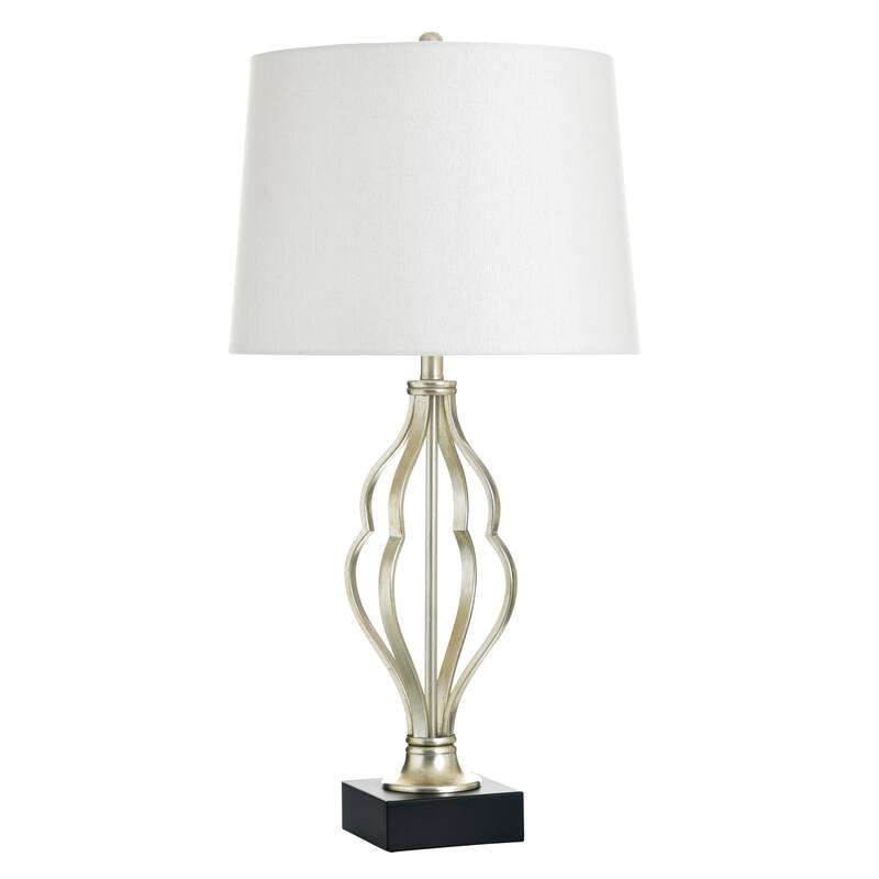StyleCraft Steel Table Lamp - Castonia Silver - White Shade - Castonia Silver, White