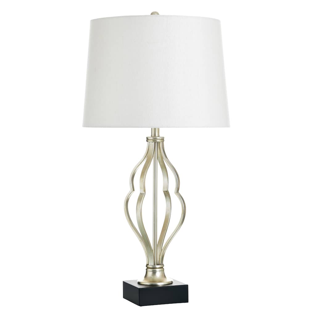StyleCraft Steel Table Lamp - Castonia Silver - White Shade