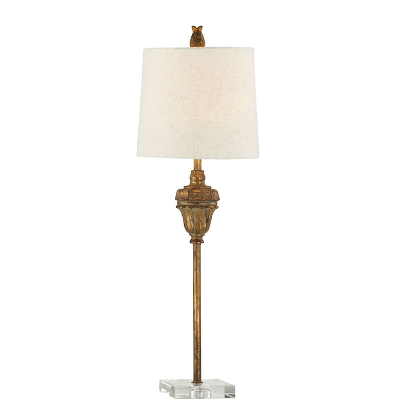 Stephanie 31" Buffet Lamps with Linen Shade, Antique Gold (Set of 2)