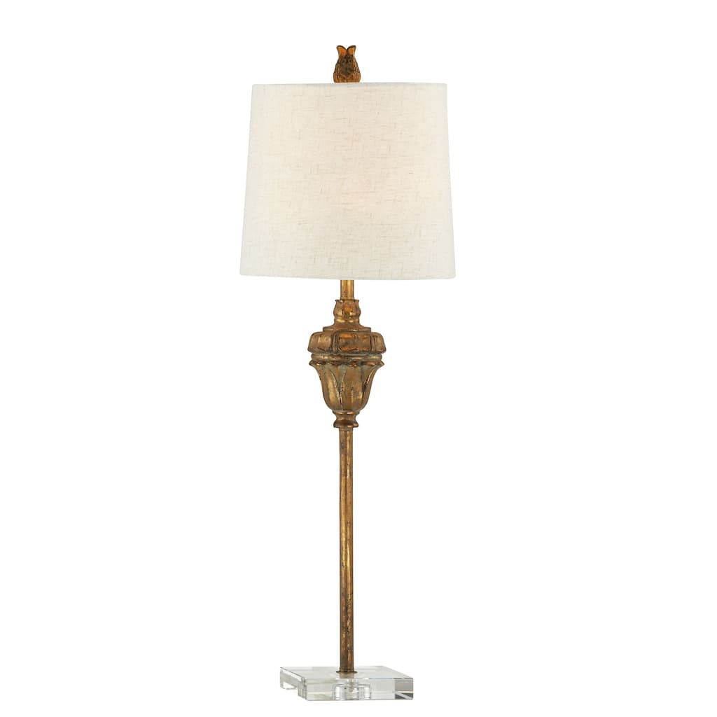 Stephanie 31" Buffet Lamps with Linen Shade, Antique Gold (Set of 2)