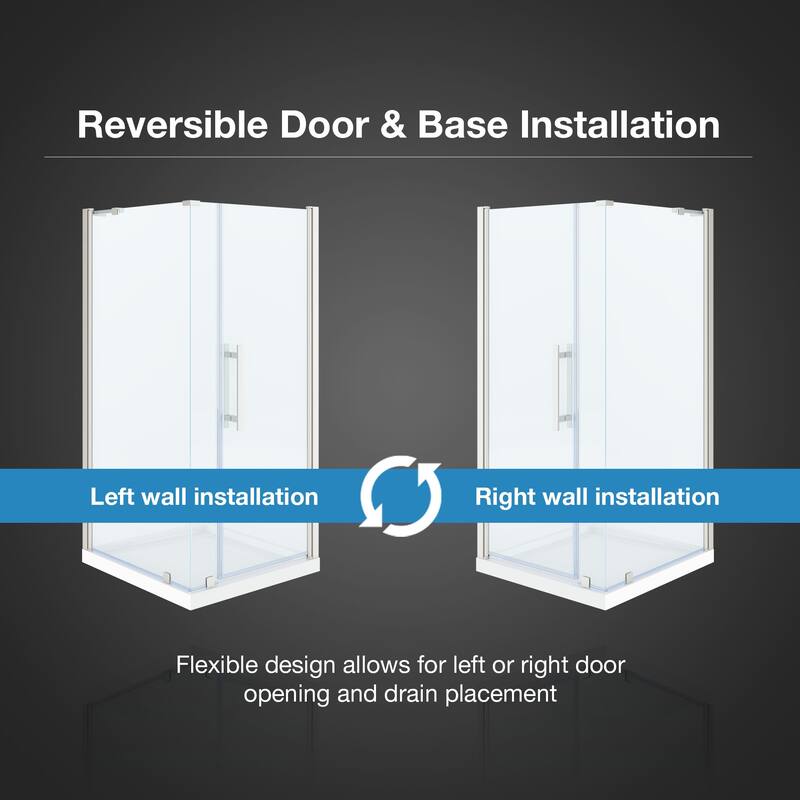 OVE Decors Pasadena Corner Frameless Pivot Shower Door Kit with Base Pan, 2025