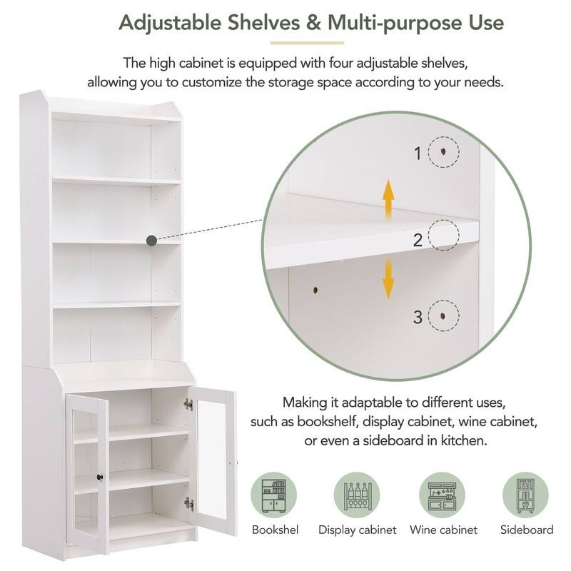 78" Tall Kitchen Pantry,Kitchen Cabinet with Doors and Adjustable Shelves,Storage Cabinet for Kitchen
