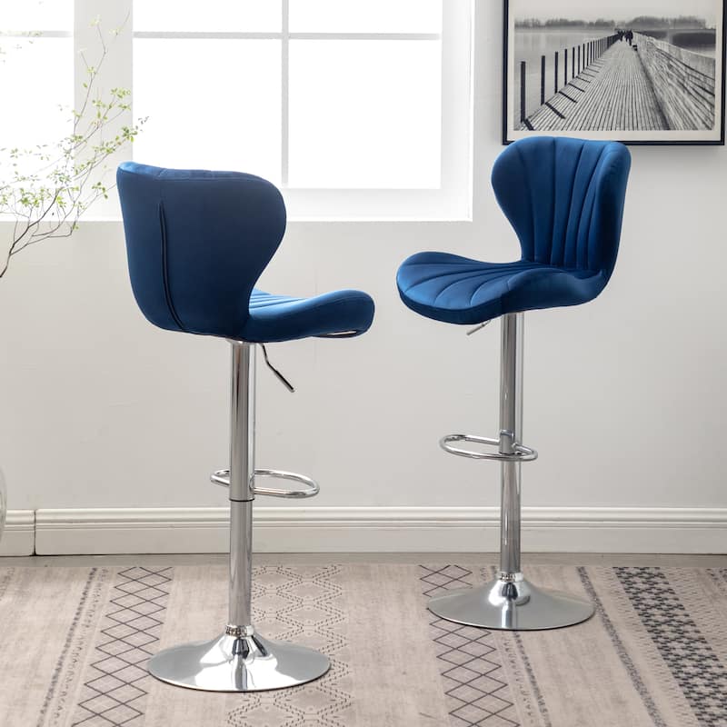 Roundhill Furniture Ellston Upholstered Adjustable Swivel Barstools, Set of 2