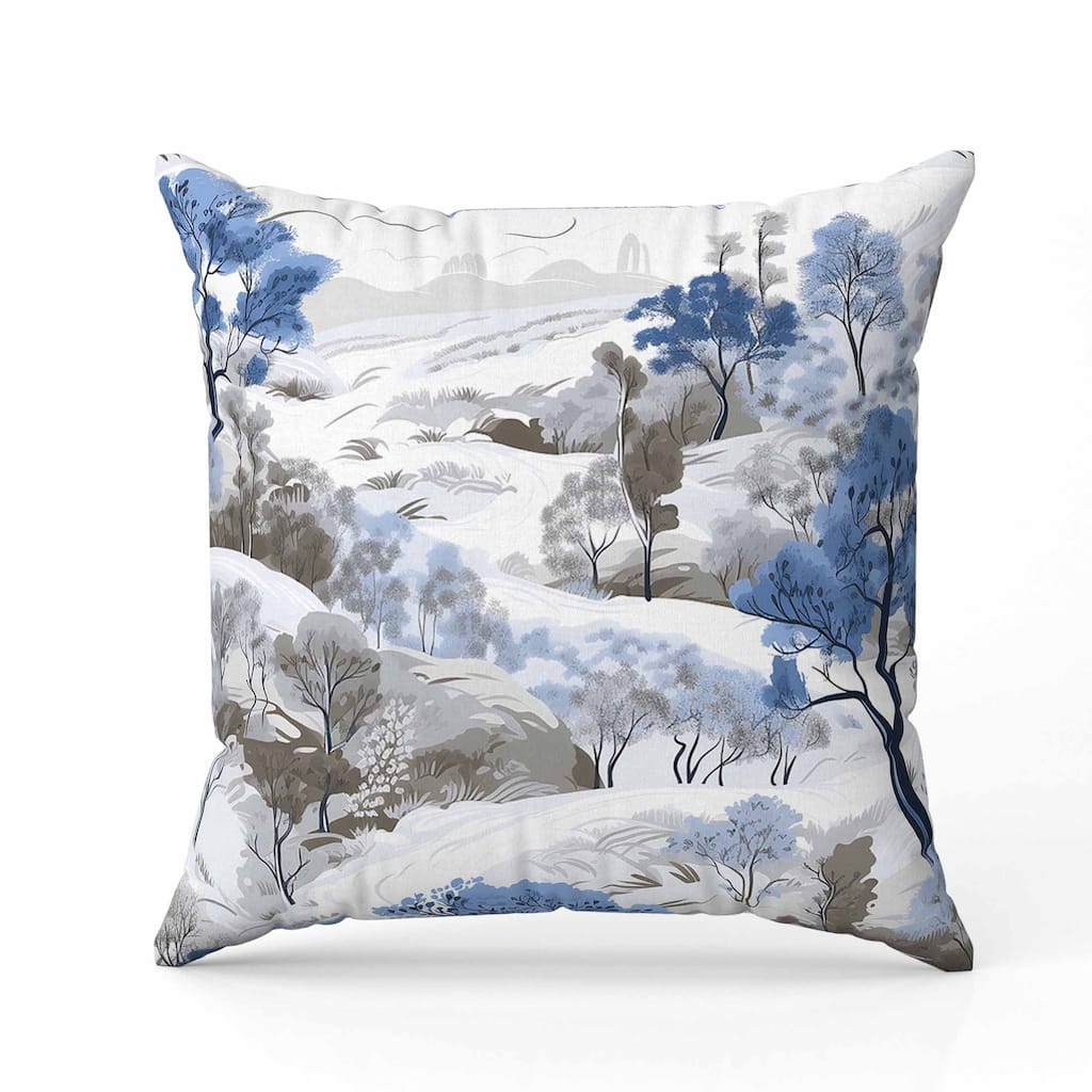 Leaf Magic Stories Faux Suede Reversible Throw Pillow Blue and Grey